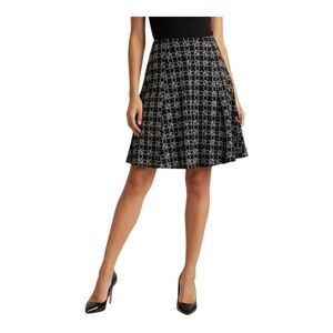 LOFT Black and White Geometric A-Line Skirt